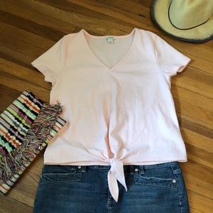 J crew tie hem v neck top gorgeous peach color